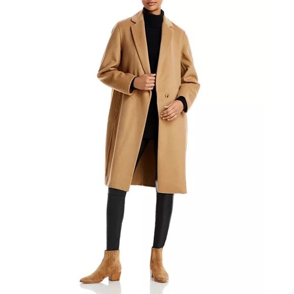 VINCE Camel Wool Blend Classic Straight Coat NWT - Picture 1 of 7